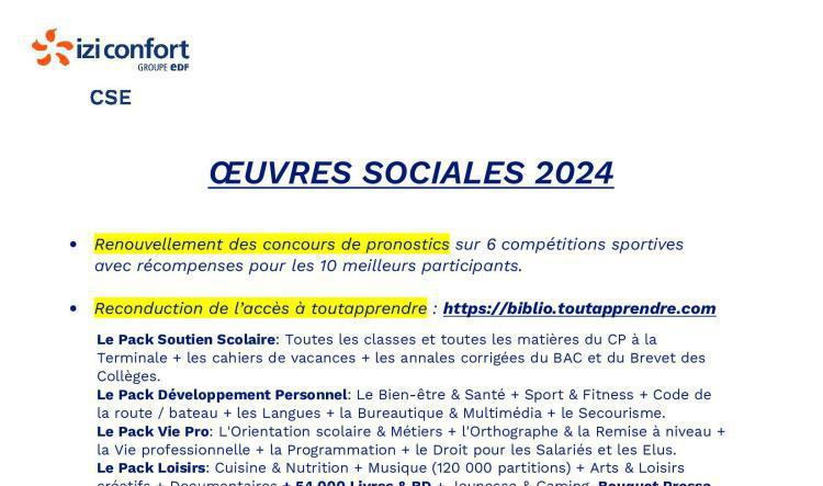 Œuvres sociales 2024