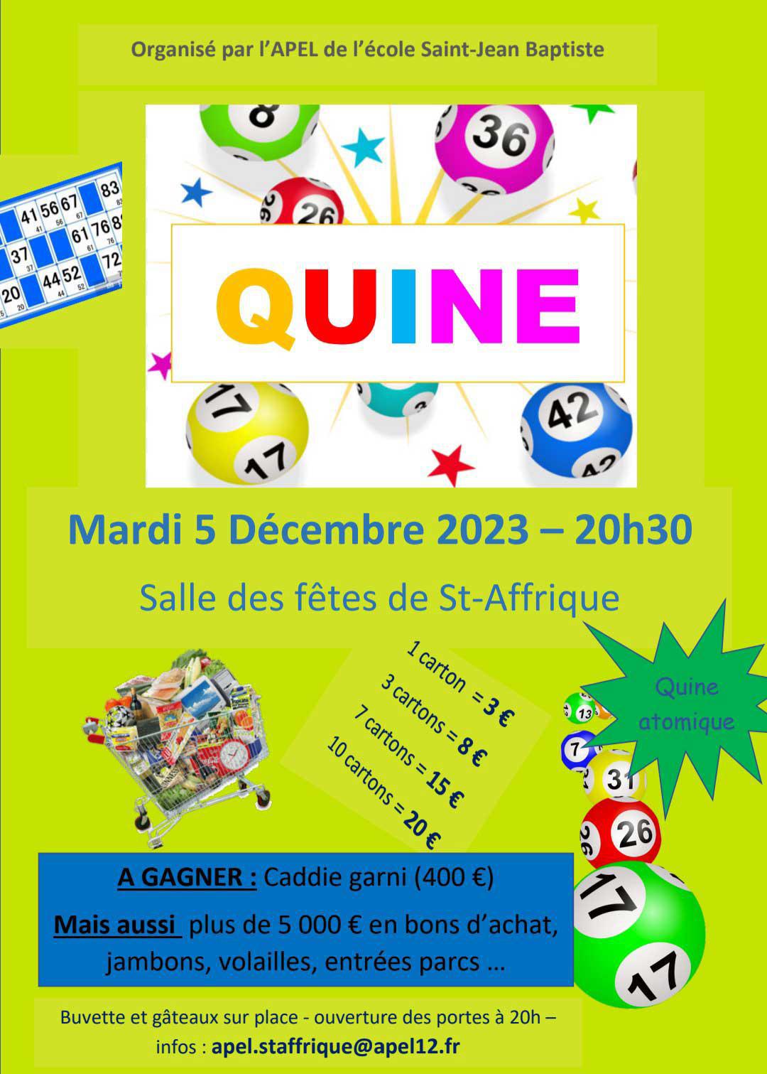 Quine de l’école St-Jean-Baptiste