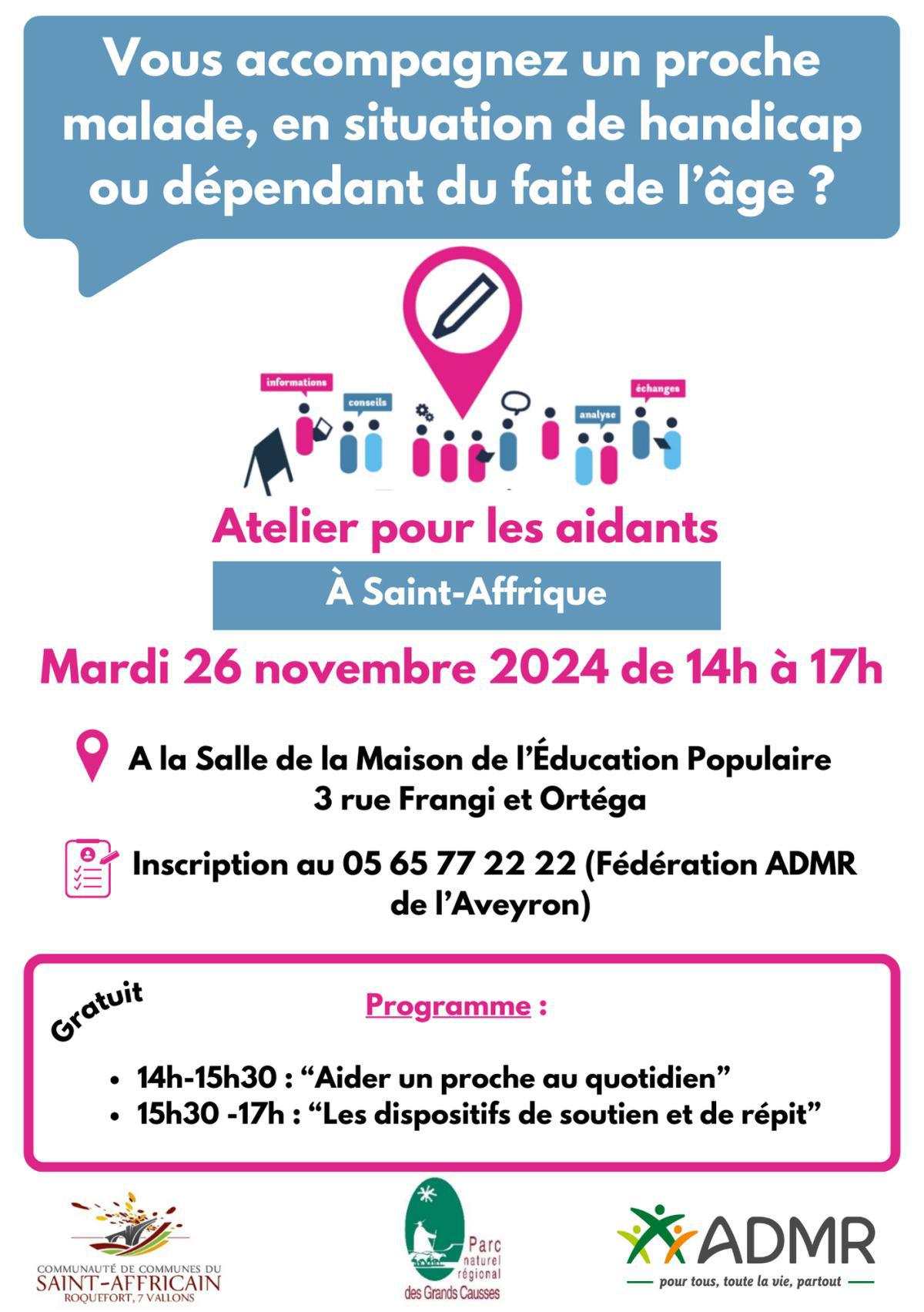 Atelier d’information pour les aidants familiaux