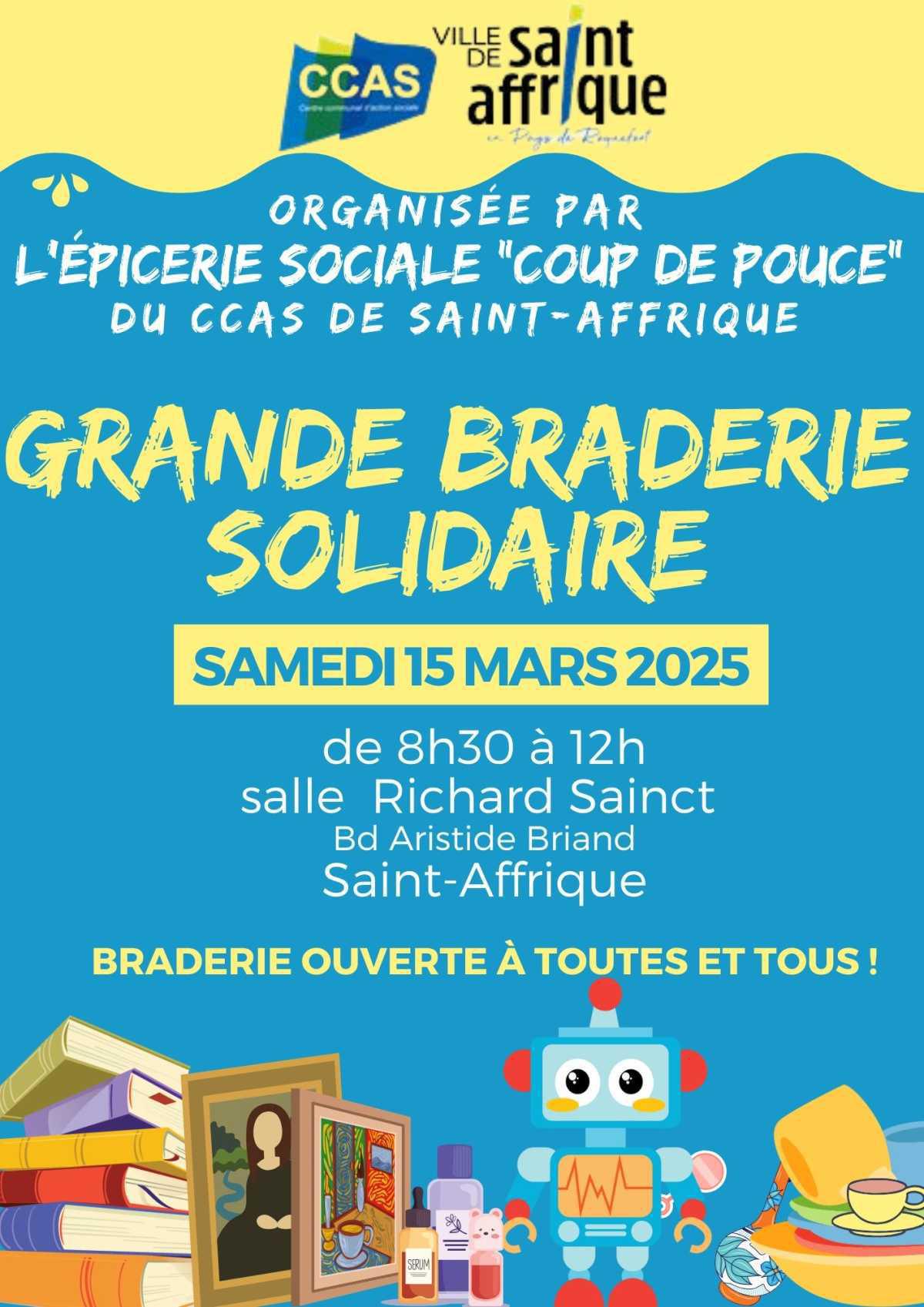 Samedi 15 mars 2025 : nouvelle braderie solidaire de l’Epicerie Sociale du CCAS Samedi 15 mars 2025 : nouvelle braderie solidaire de l’Epicerie Sociale du CCAS