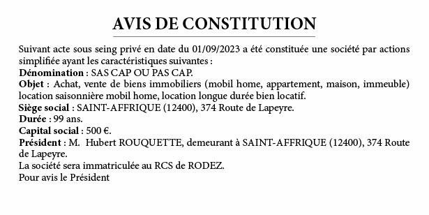 SAS CAP PAS CAP constitution Constitution