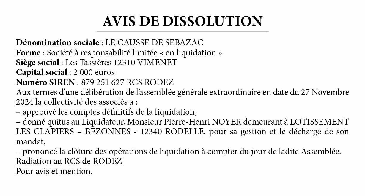 LIQUIDATION CAUSSE