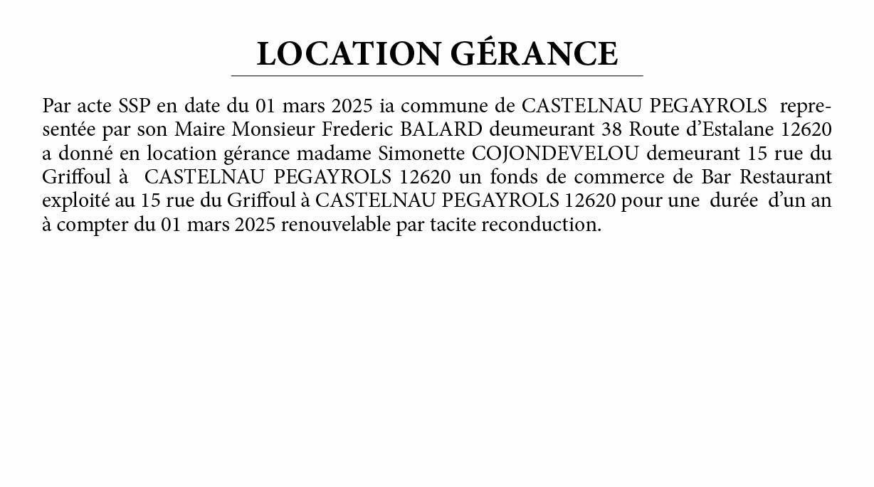 GRIFFOUL location gérance