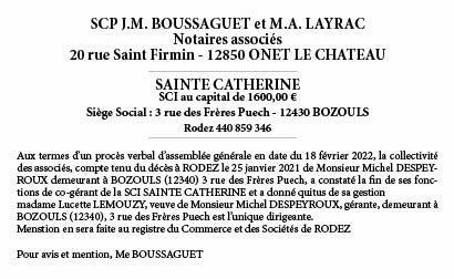 SCI STE CATHERINE