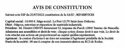 Constitution SASU 183136