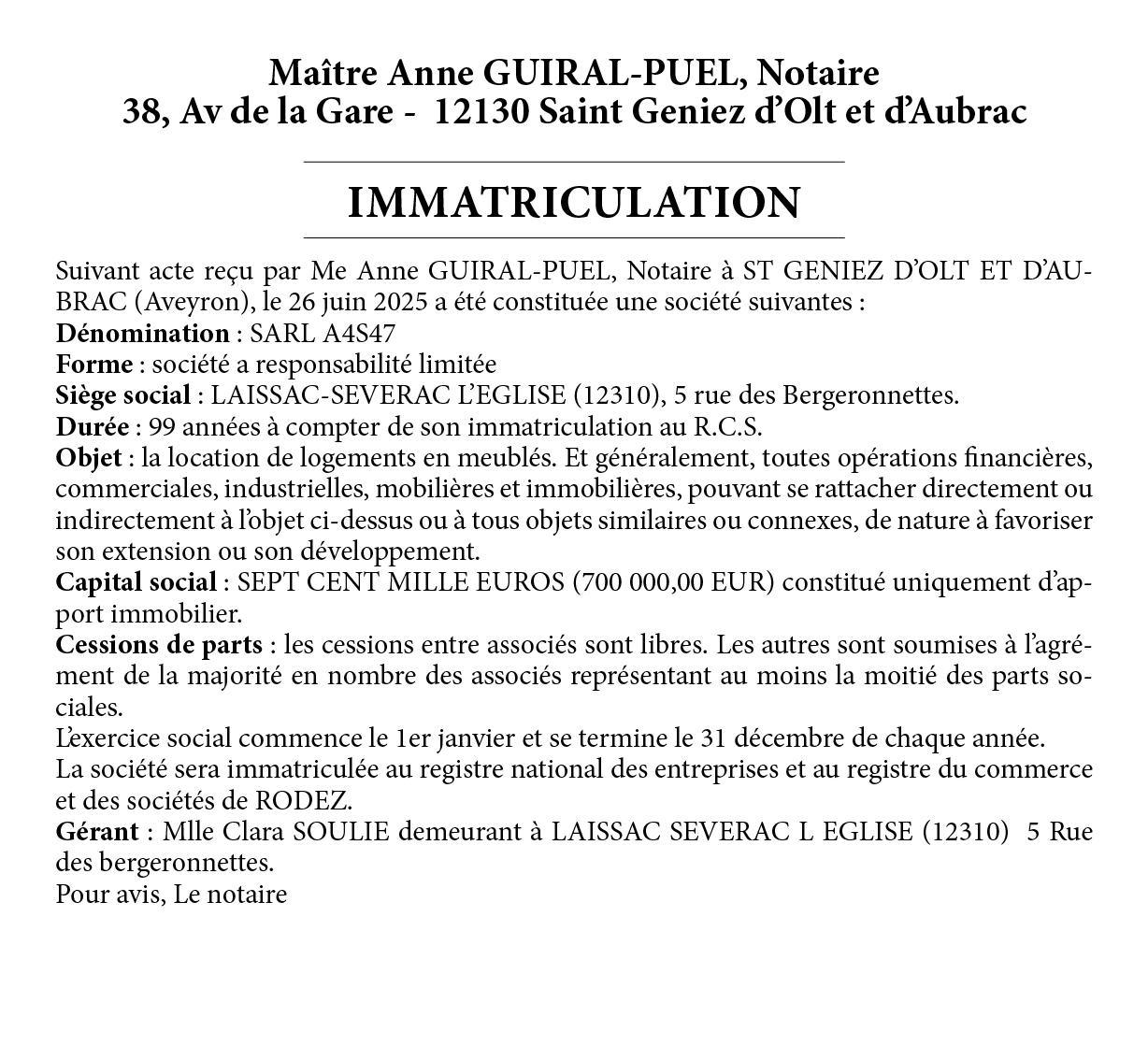 SARL A4S47 REF 1004448