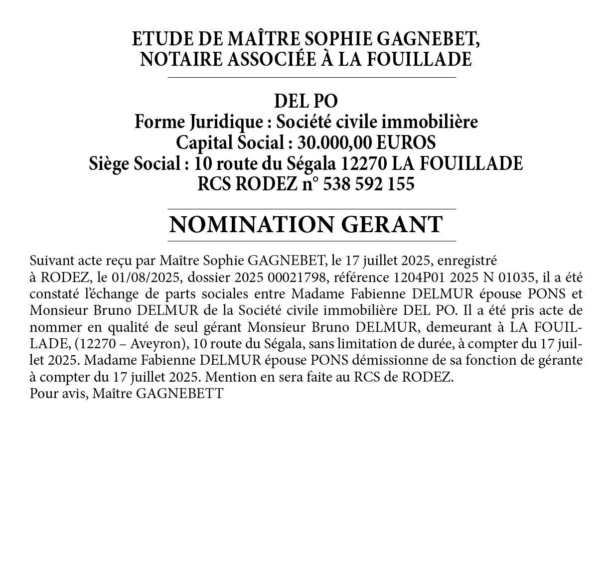 Annonce DELPO