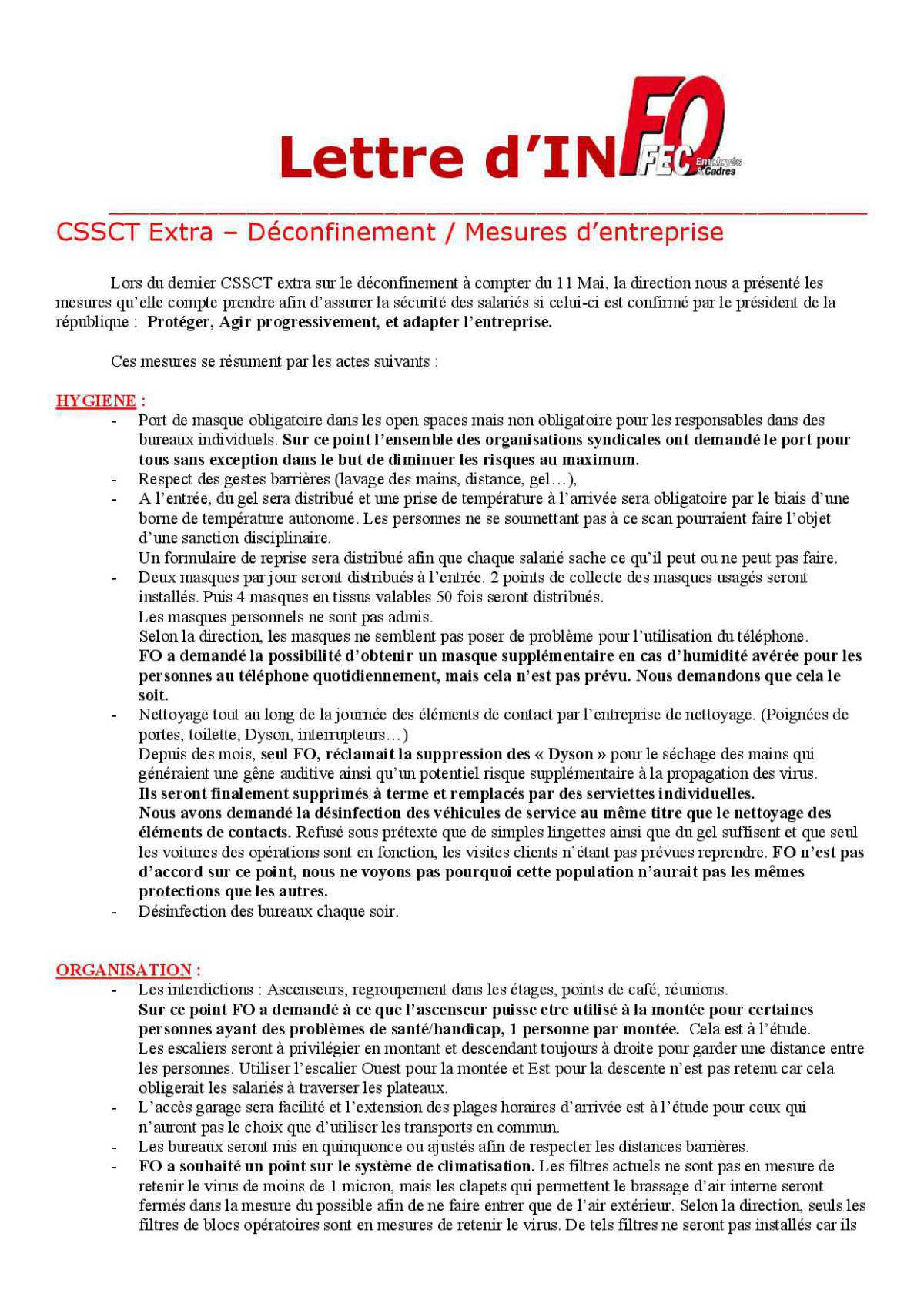 CSSCT Extra Le Havre - Déconfinement & Mesures d'entreprise