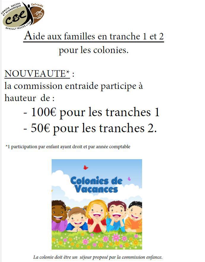 Nouvelle aide aux familles en tranche 1 et 2 pour les colonies à partir de novembre 2024