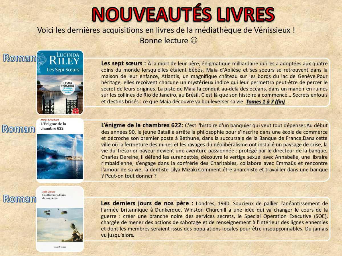 Nouveaux livres à la médiathèque du CSE Vénissieux Nouveaux livres à la médiathèque du CSE Vénissieux