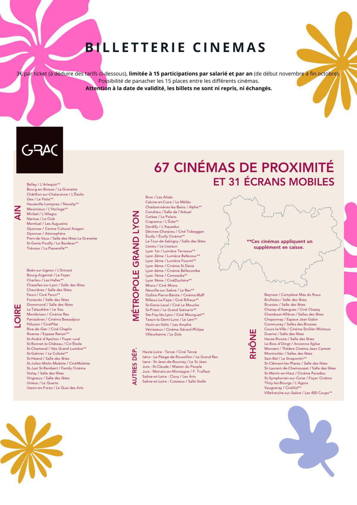 Tickets CINEMAS, en vente au CSE!