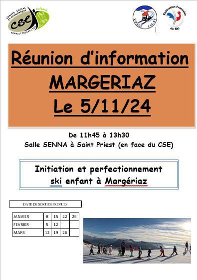 Sortie ski enfants 6/11ans à Margeriaz - REUNION D 'INFORMATIONS