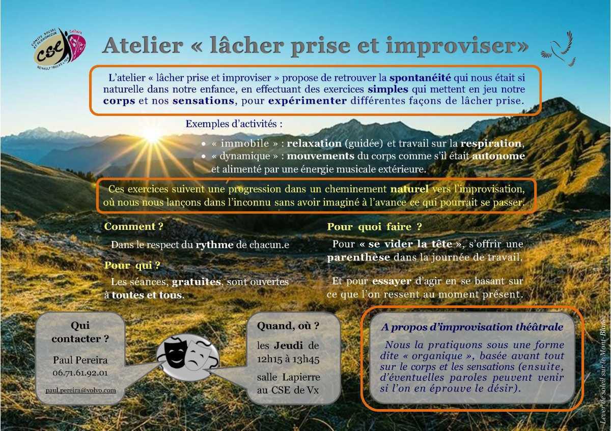 Pratiquez le théâtre au CSE : atelier lâcher prise et improviser
