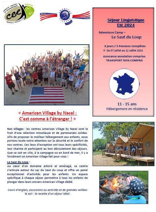 Colonie Le Saut du Loup "american village" du 7 au 12/07/24