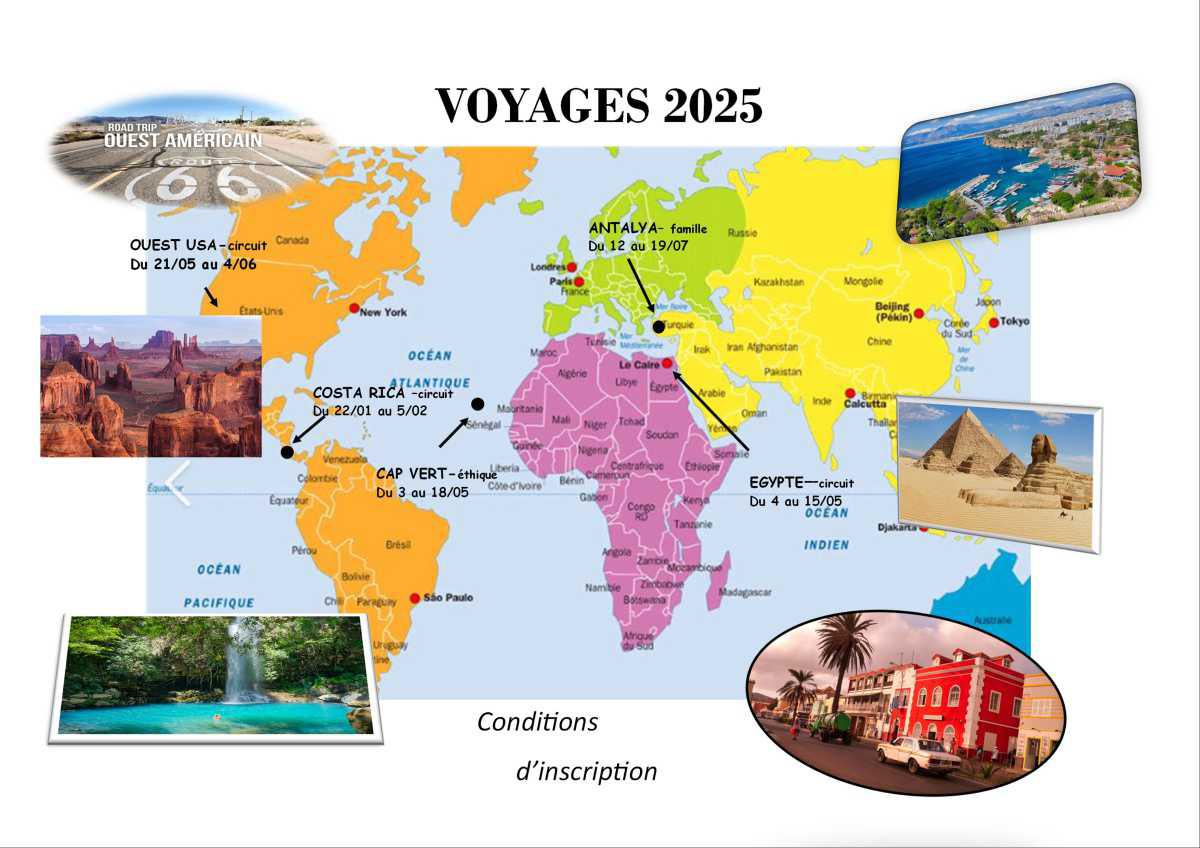 Voyages 2025 - du 18/09/24 au 17/10/24