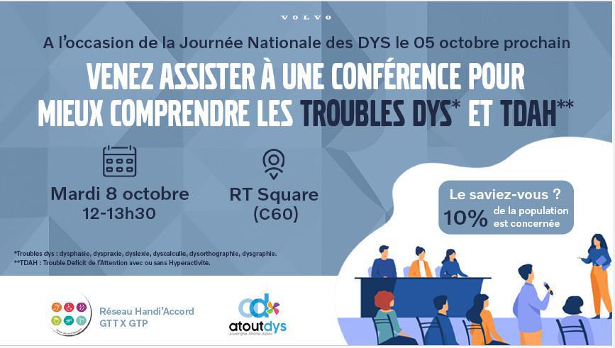 Conférence sur les troubles DYS et TDAH le mardi 8/10/24