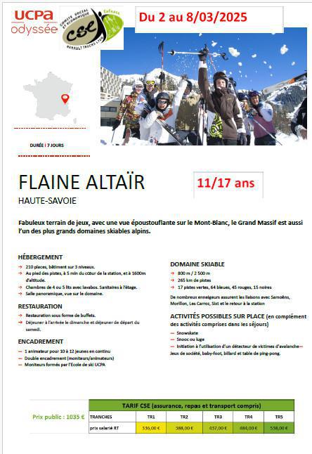 Colonie à Flaine - du 02 au 08/03/2025 pour les 11/17ans