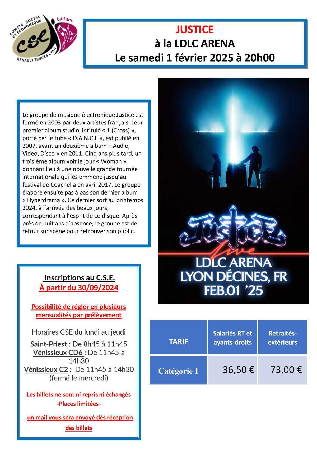 JUSTICE à la LDLC ARENA le samedi 1 février 2025 