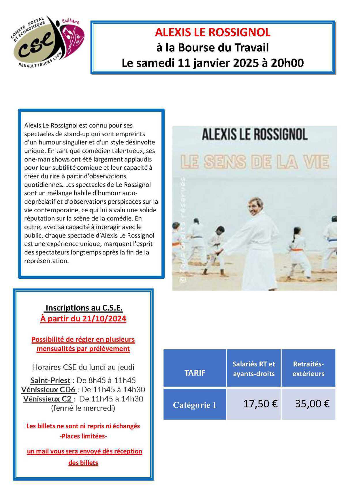 ALEXIS LE ROSSIGNOL à la Bourse du Travail le samedi 11 janvier 2025 à 20h00