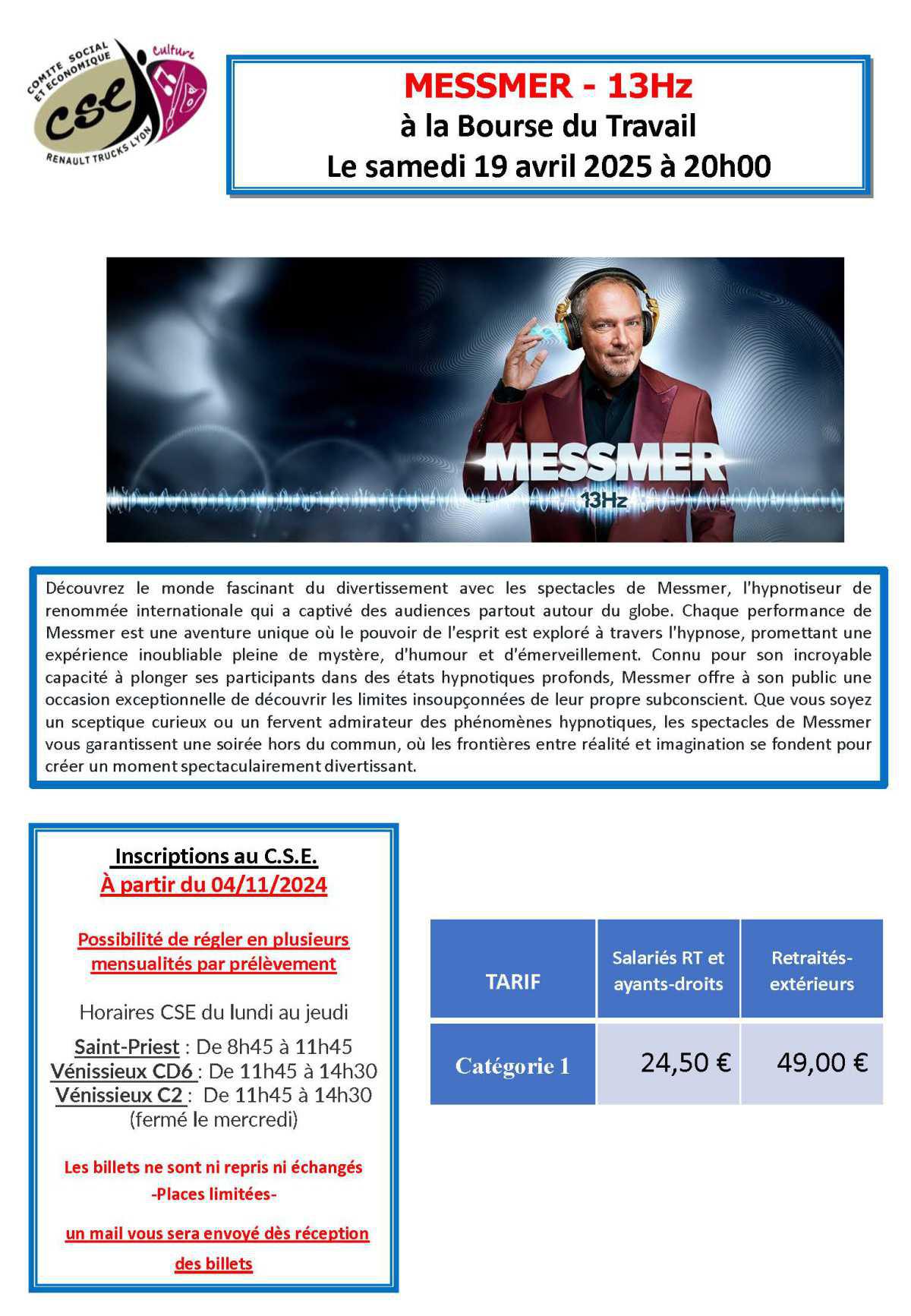 MESSMER - 13H à la Bourse du Travail Le samedi 19 avril 2025 à 20h00