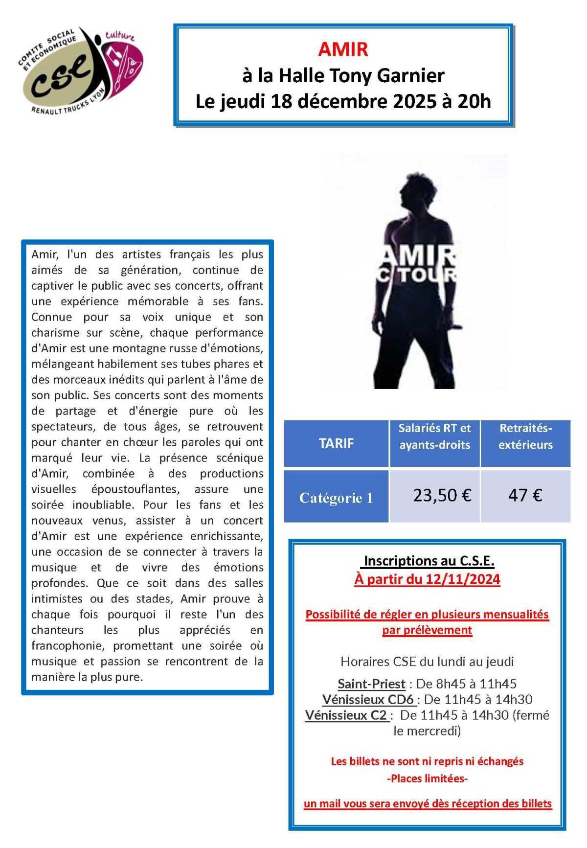 AMIR à la Halle Tony Garnier le jeudi 18 décembre 2025 à 20h