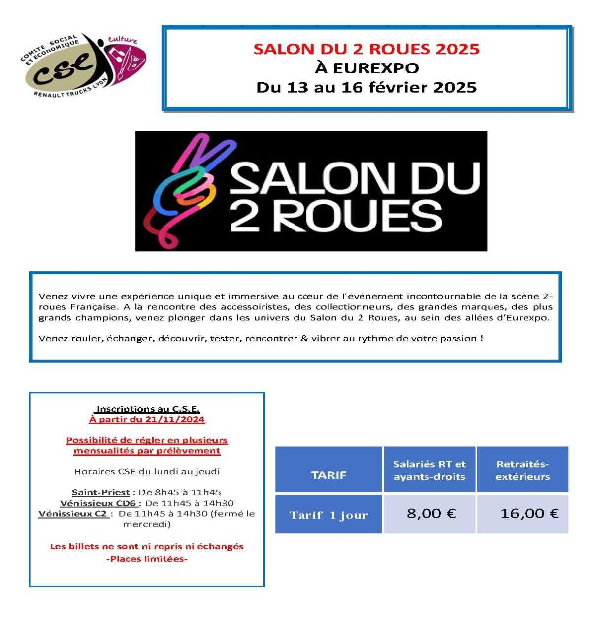 SALON DU 2 ROUES 2025 À EUREXPO du 13 au 16 février 2025