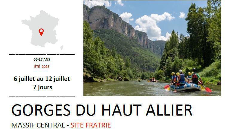 Colonie UCPA - les Gorges du Haut Allier- 7/17ans - 11-17ans