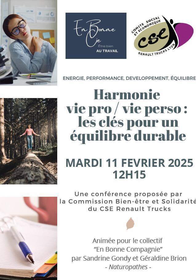 Conférence : Harmonie vie pro/vie perso le 11/02/2025 Conférence : Harmonie vie pro/vie perso le 11/02/2025