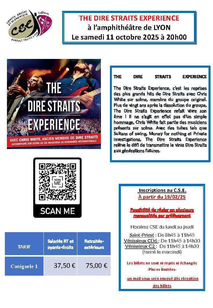 THE DIRE STRAITS EXPERIENCE à l’amphithéâtre de LYON Le samedi 11 octobre 2025 à 20h00