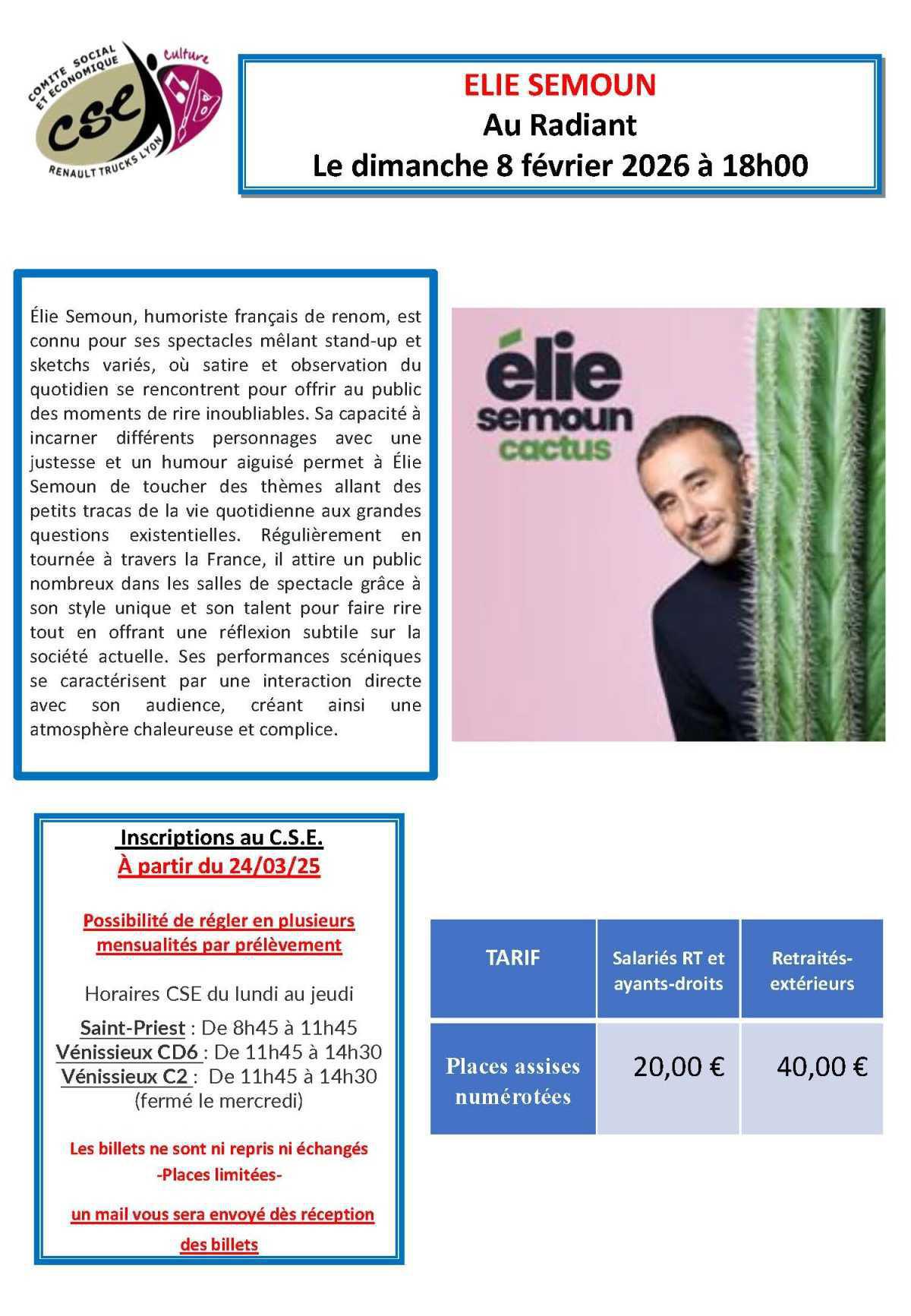 ELIE SEMOUN Au Radiant Le dimanche 8 février 2026 à 18h00
