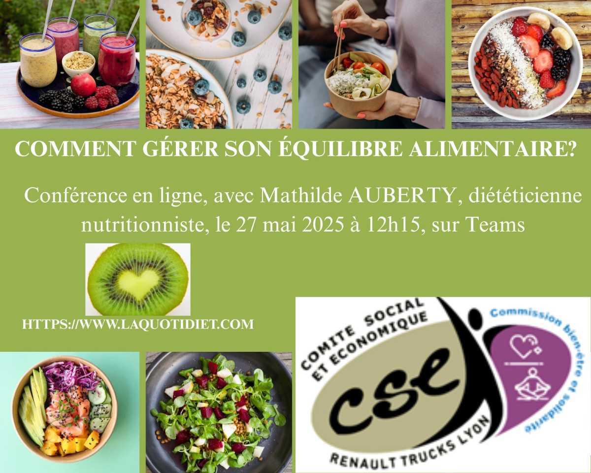 Conférence le 27 mai 2025 : comment gérer son équilibre alimentaire ? 