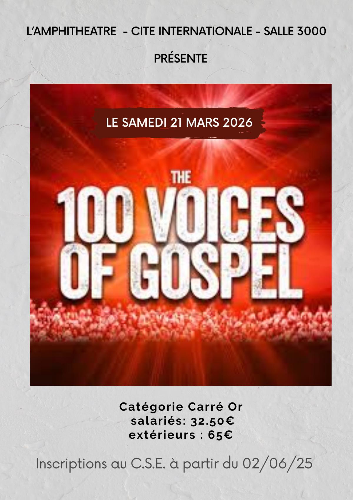 GOSPEL POUR 100 VOIX à l'Amphithéâtre le 21/03/2026 GOSPEL POUR 100 VOIX à l'Amphithéâtre le 21/03/2026
