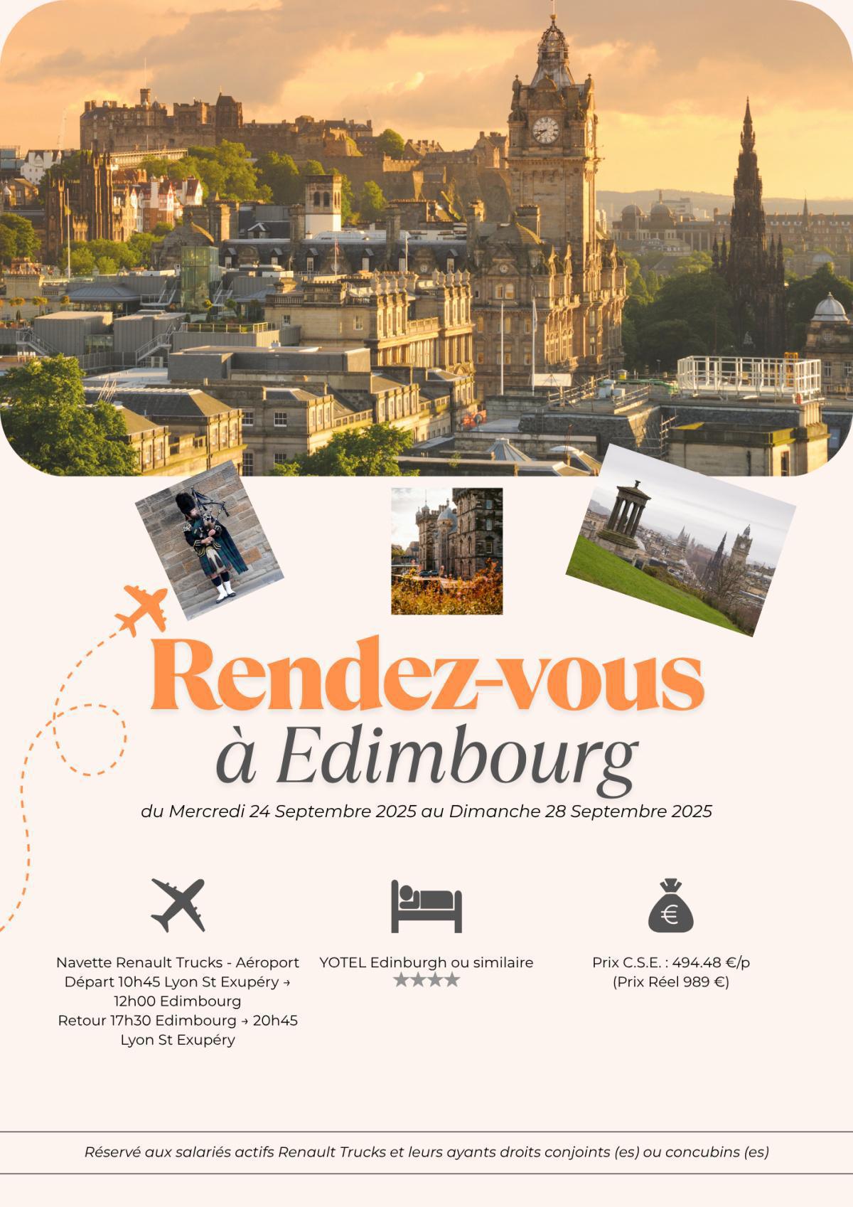 La Commission Loisirs vous propose un séjour à Edimbourg