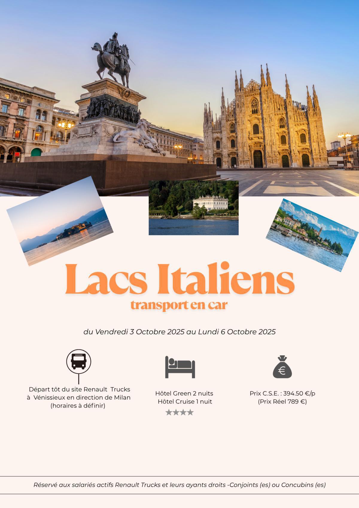 La Commission Loisirs vous propose un séjour -Lacs Italiens-