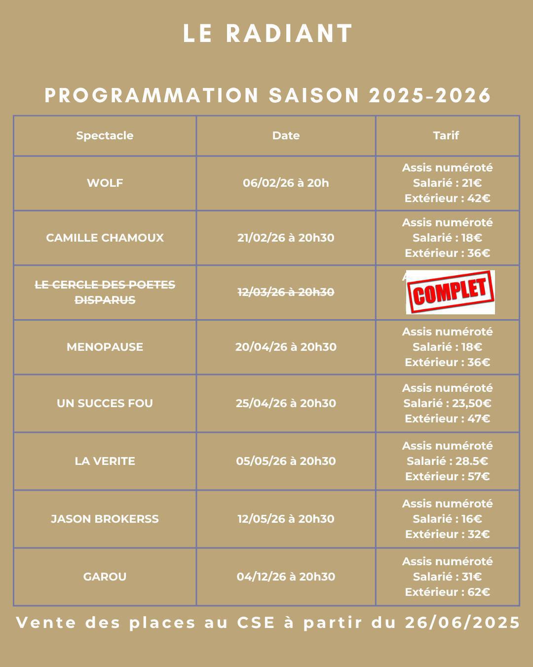 LE RADIANT Programmation saison 2025-2026