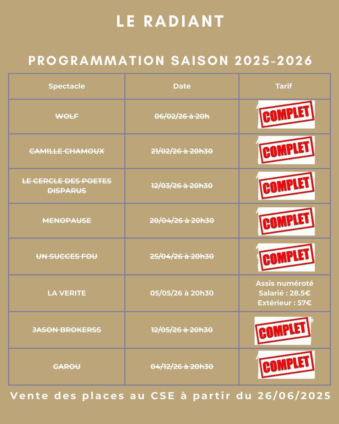 LE RADIANT Programmation saison 2025-2026 LE RADIANT Programmation saison 2025-2026
