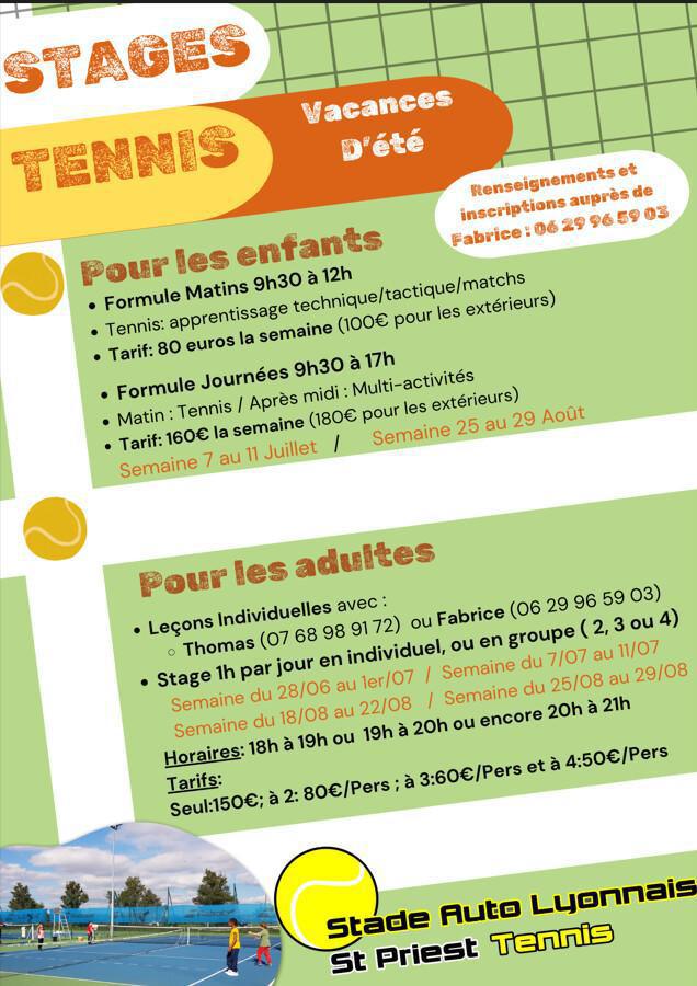 Stages de tennis au SAL - ETE 2025
