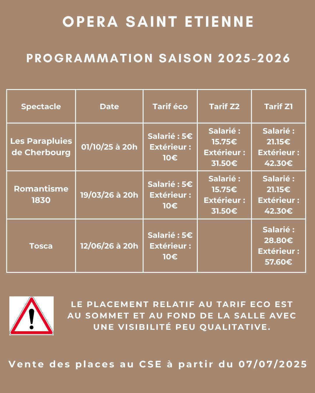 OPÉRA SAINT ETIENNE Programmation saison 2025-2026