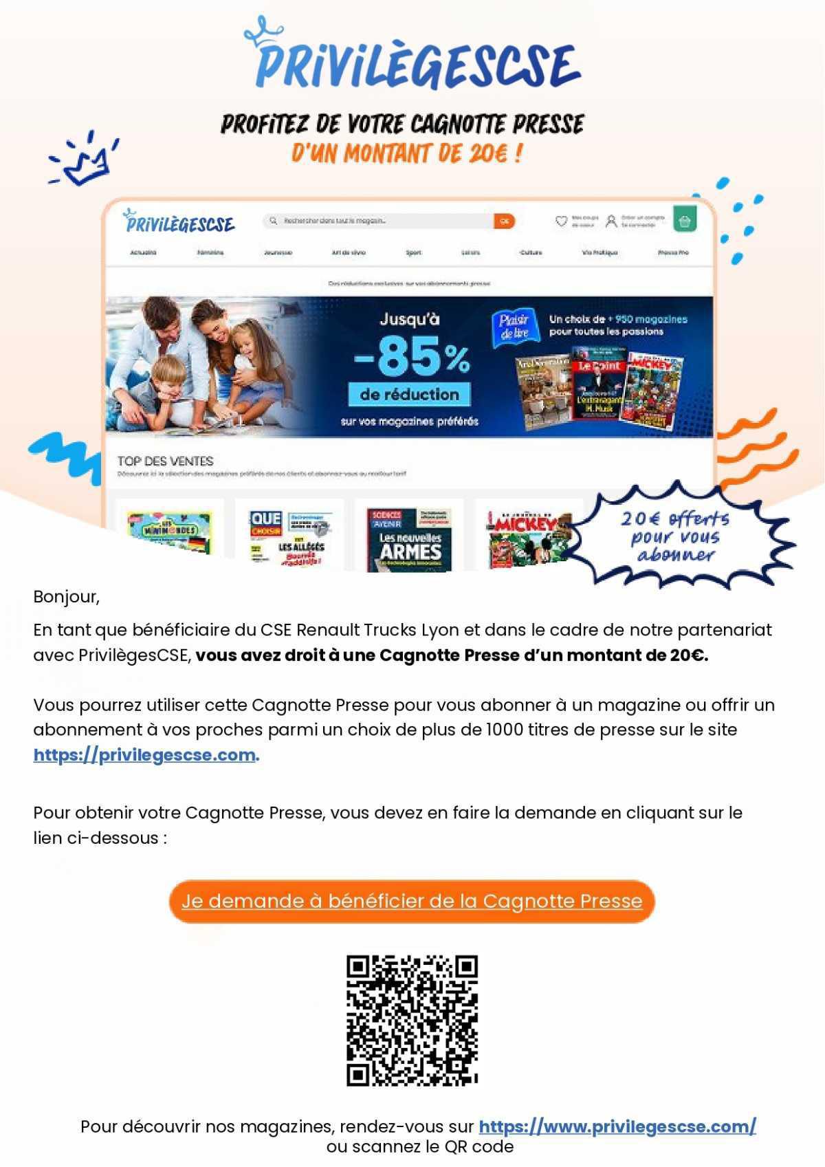 Cagnotte de 20€ sur vos magazines par Viapresse