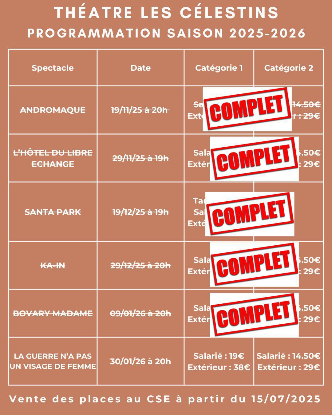 THÉÂTRE LES CÉLESTINS PROGRAMMATION saison 2025-2026