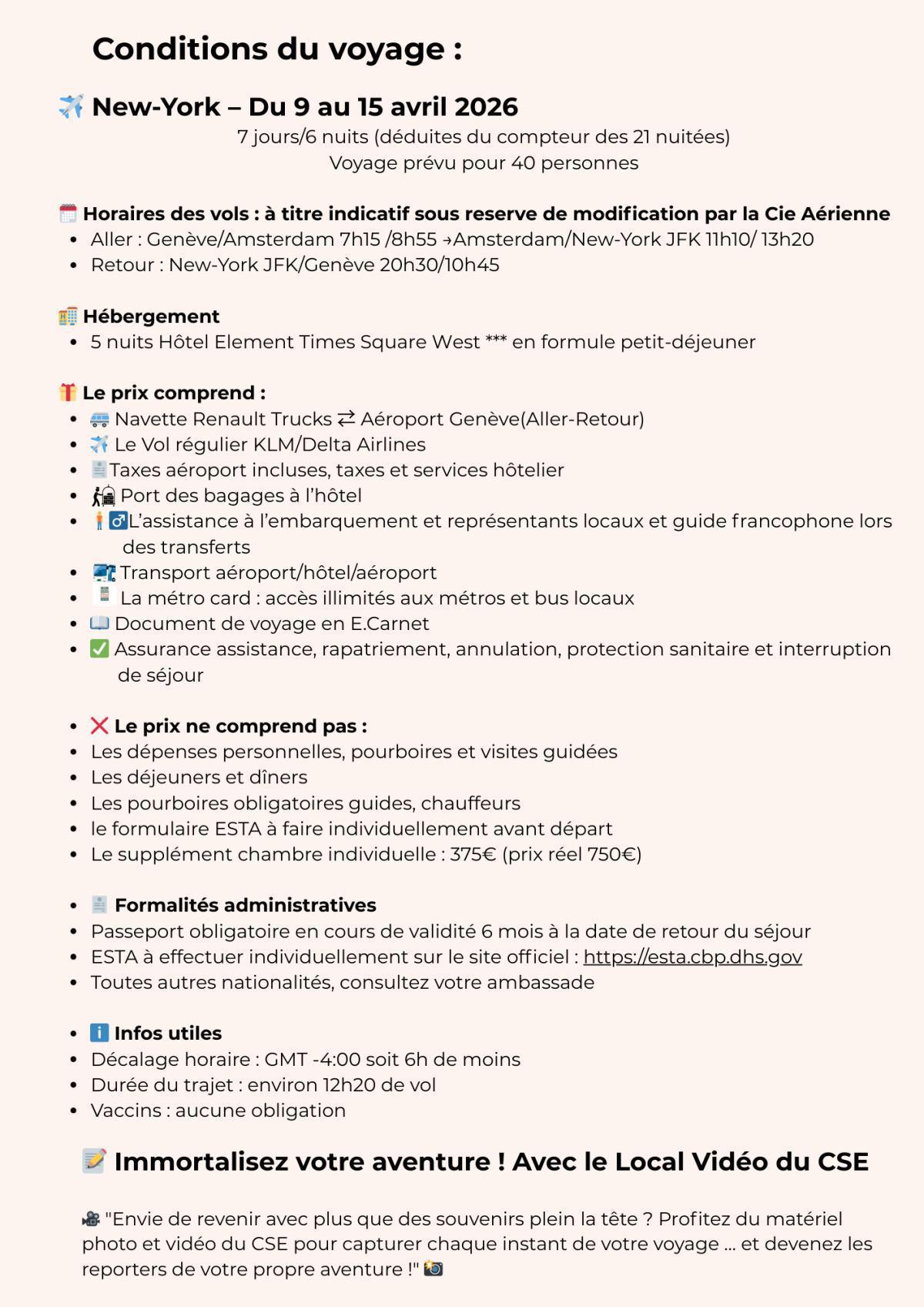 Voyage famille : New-York du 9/04/2026 au 15/04/2026