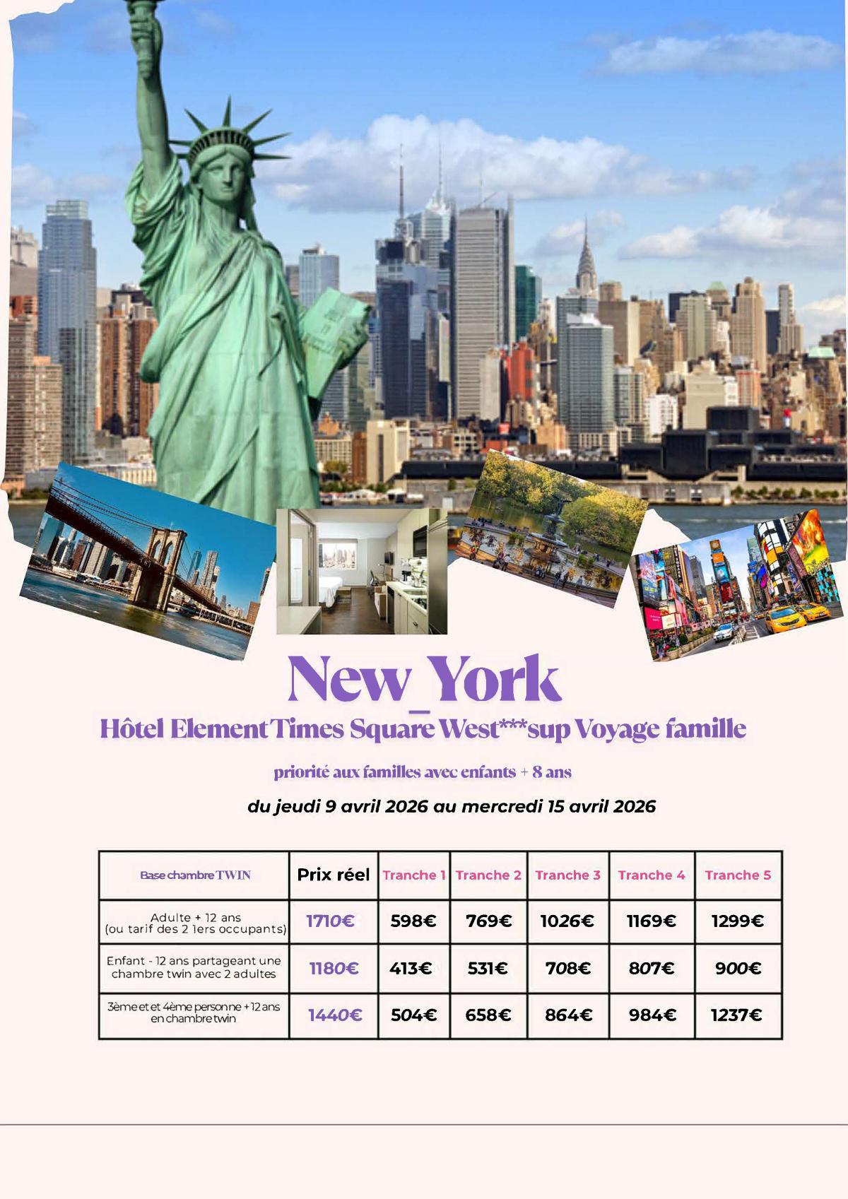 Voyage famille : New-York du 9/04/2026 au 15/04/2026