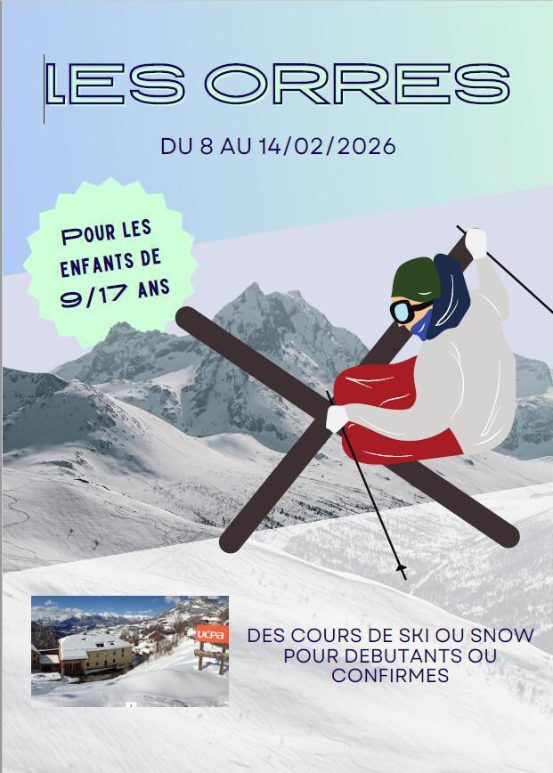 Séjour à LES ORRES pour les 9/17 ans du 8 au 14/02/2026
