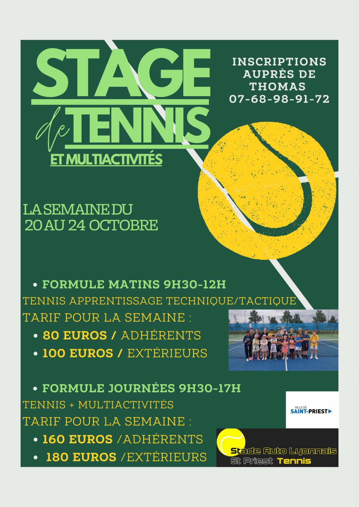 Stages SAL Tennis Automne 2025