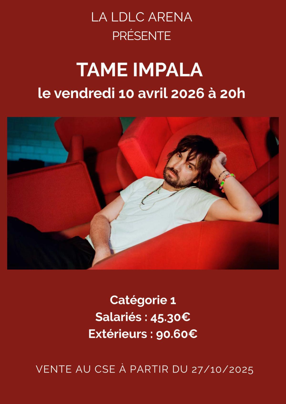 TAME IMPALA le vendredi 10 avril 2026 à 20h
