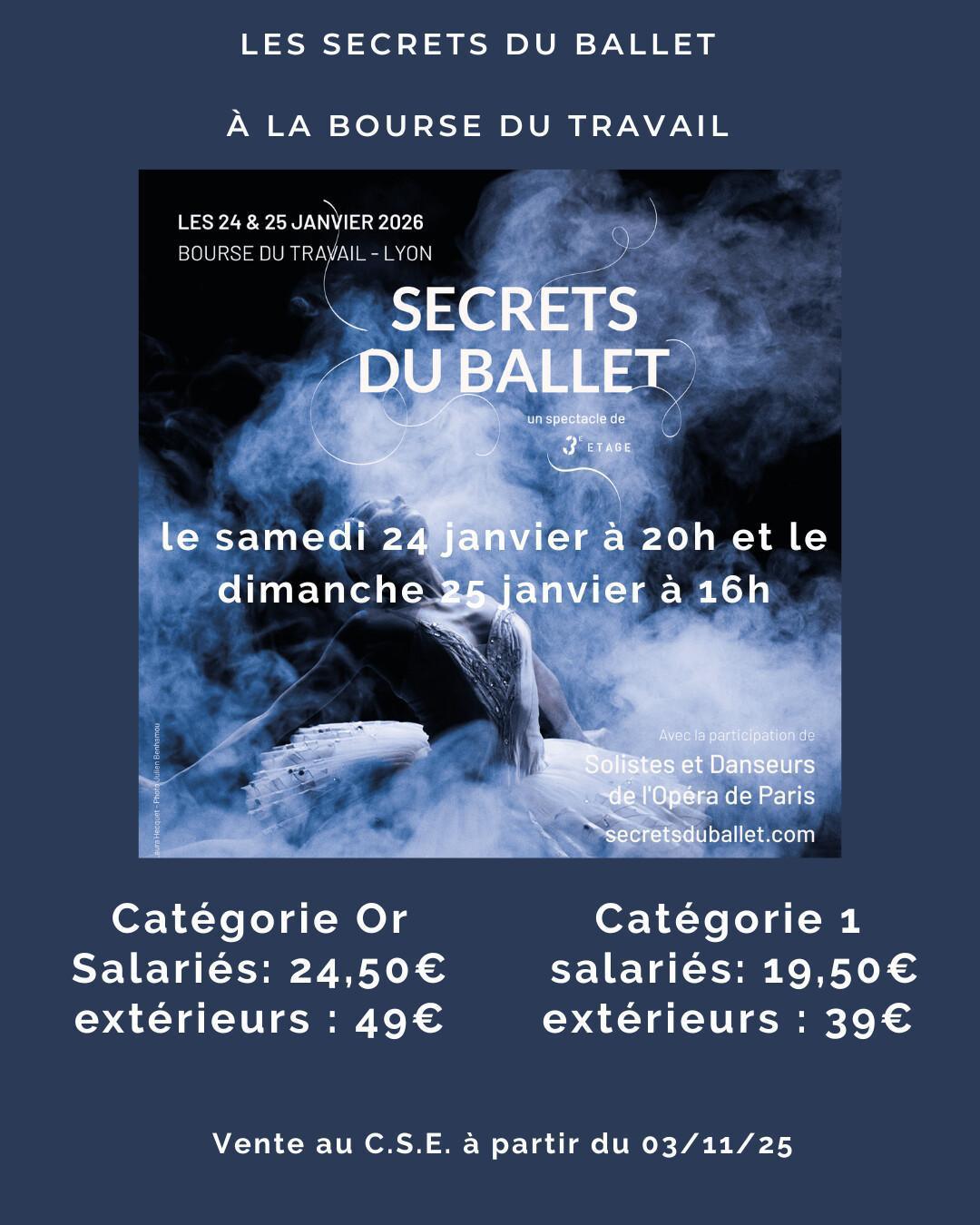 Les Secrets du Ballets le samedi 24 janvier et le dimanche 25 janvier