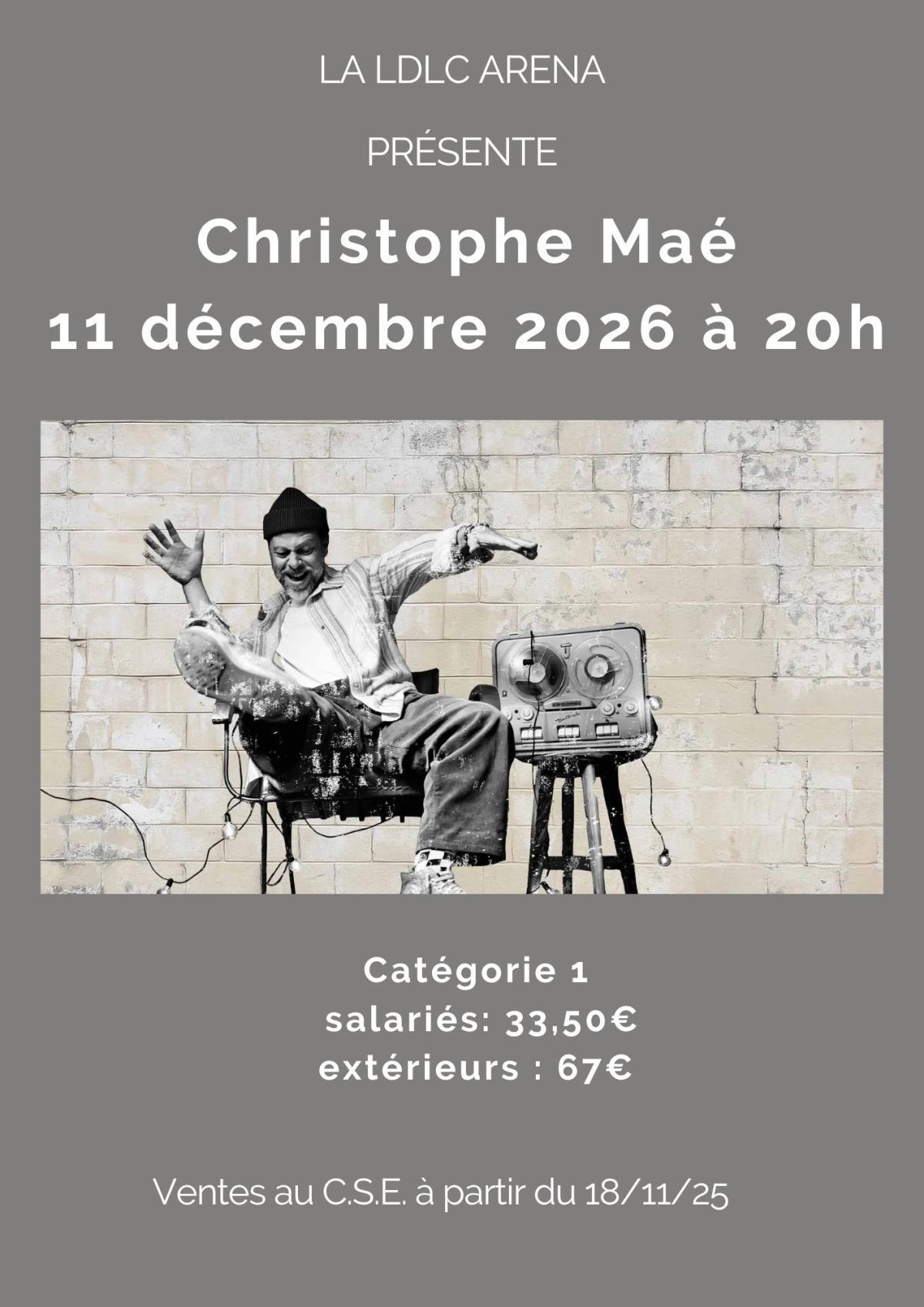 Christophe Maé à la LDLC le 11 décembre 2026 à 20h