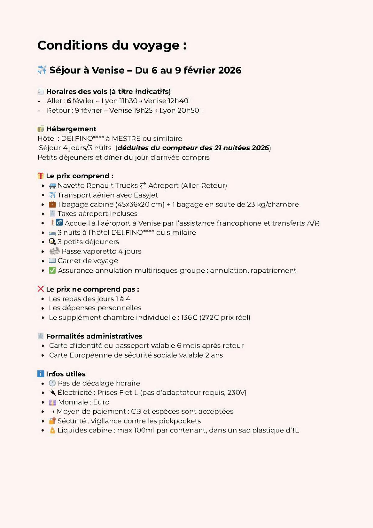 Cap sur VENISE, le Carnaval vous attend, du vendredi 6 au lundi 9 février 2026