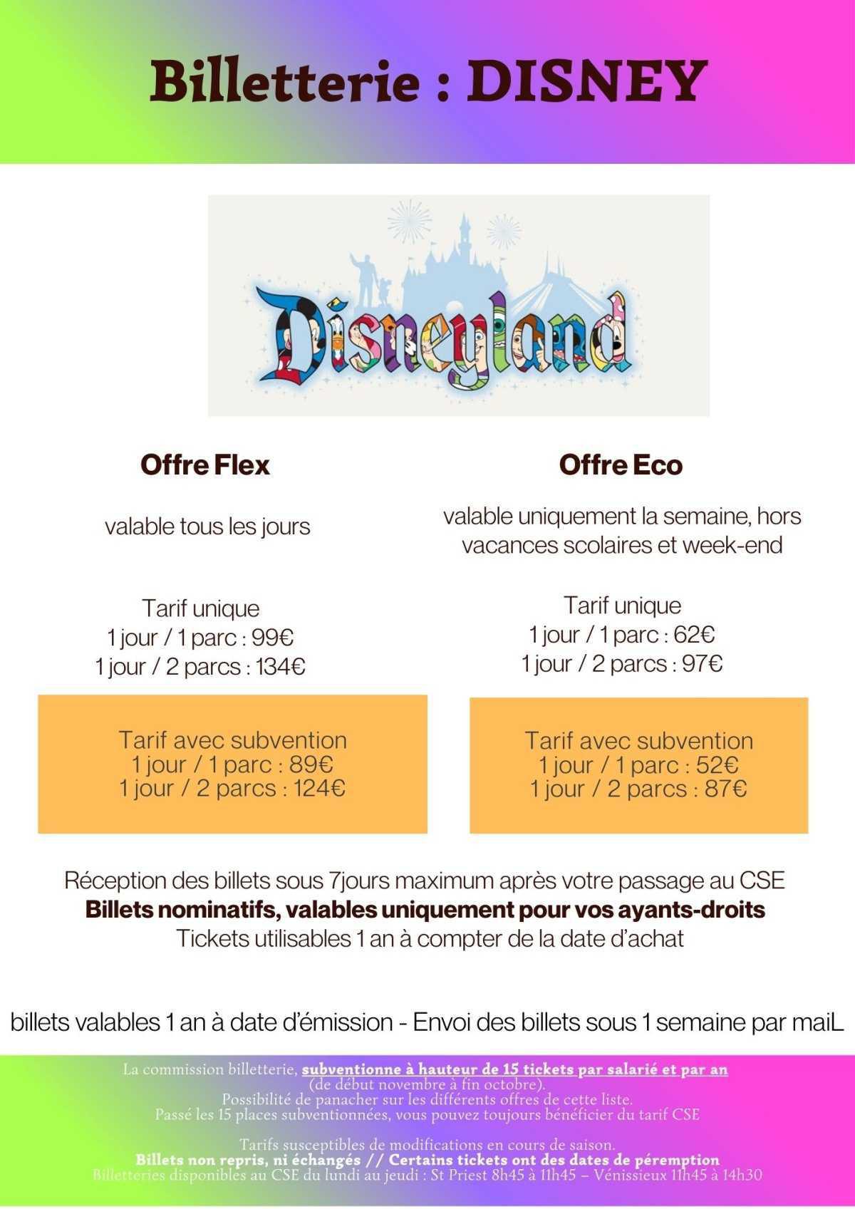 Disney 2026 - billets nominatifs Disney 2026 - billets nominatifs