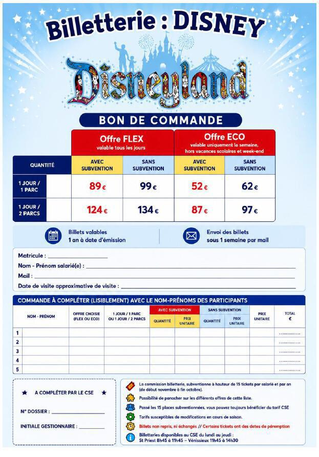 Disney 2026 - billets nominatifs Disney 2026 - billets nominatifs